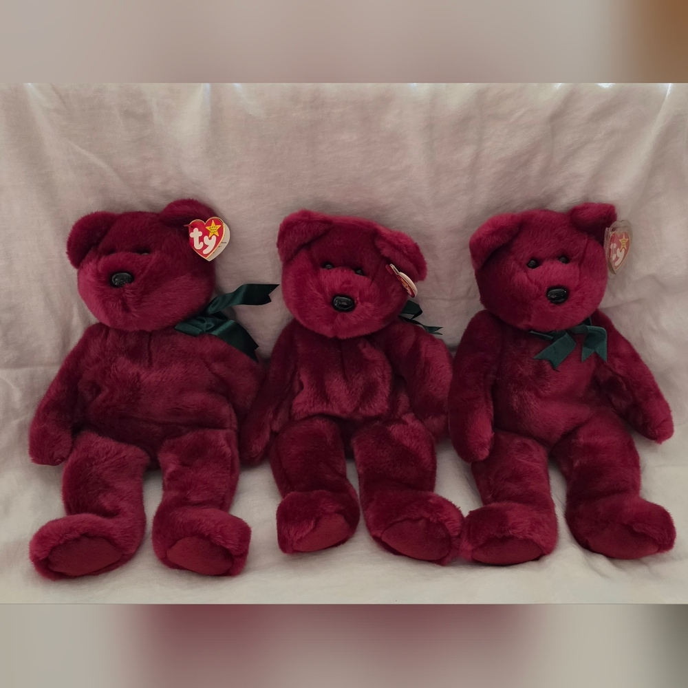 Ty Beanie Buddies Teddy Cranberry - Set of Three